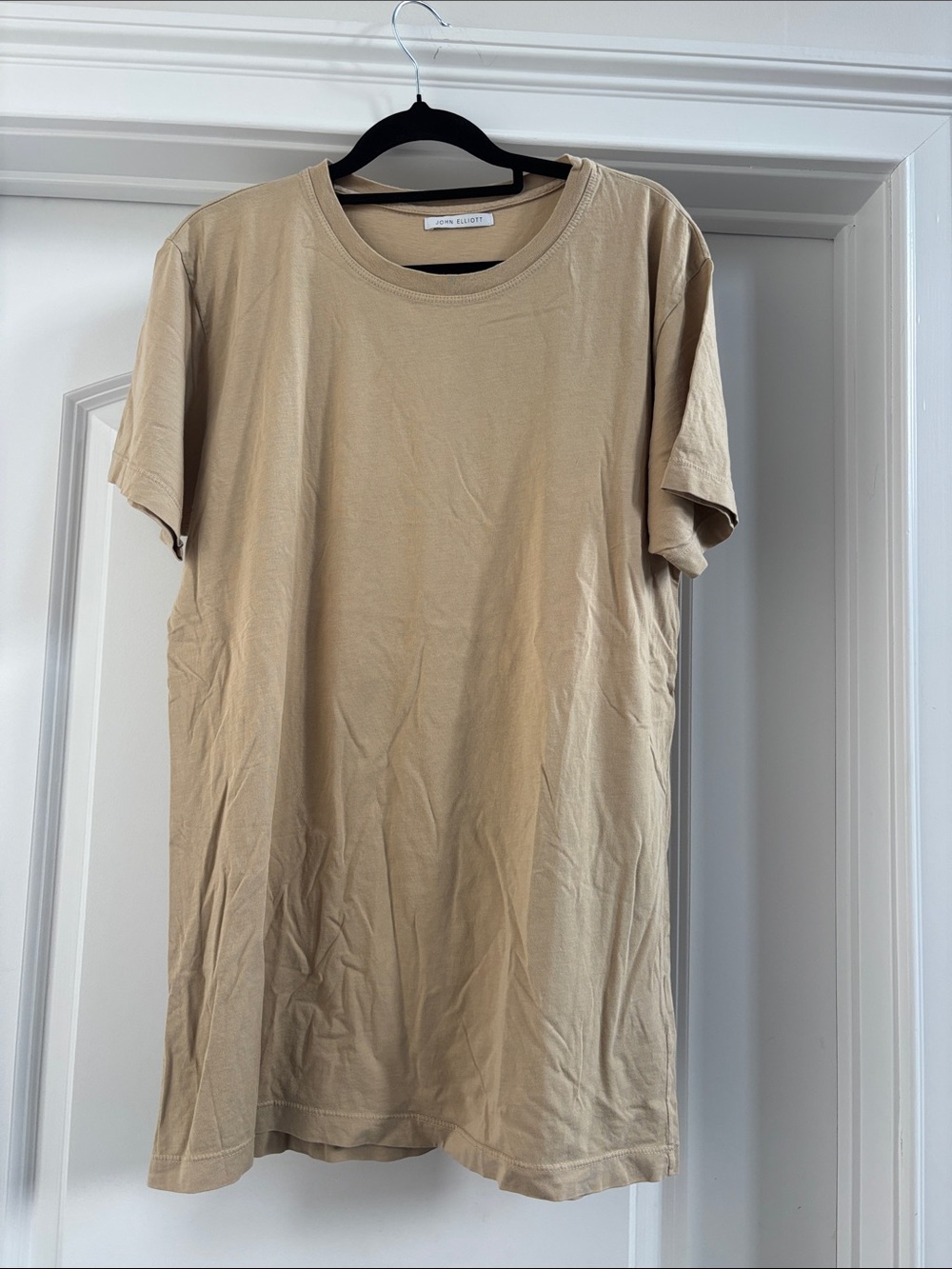 John Elliott Beige Short Sleeve Crew Neck T-Shirt